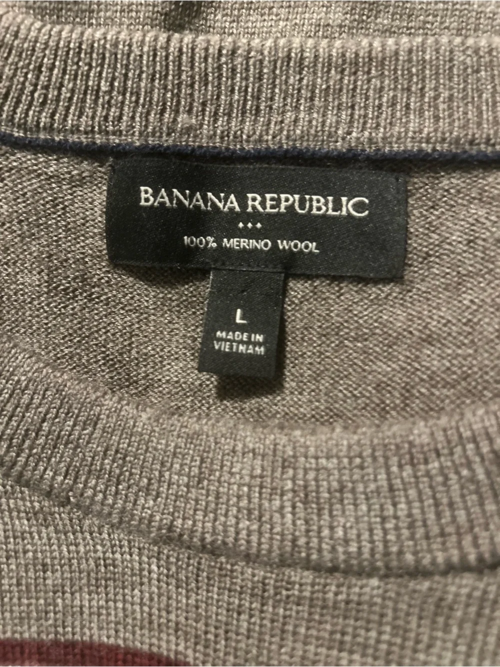 Banana Republic Men's Taupe Brown Striped Crewneck Sweater